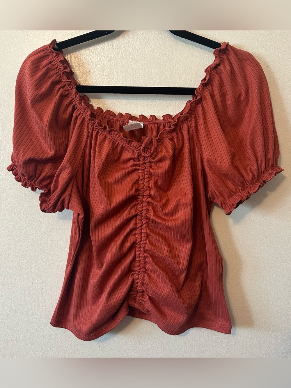 No Boundaries Ribbed Ruffle Ruched Top XXL